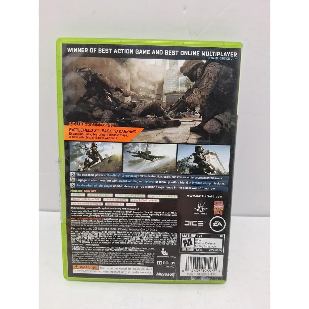 Battlefield 3 Limited Edition Xbox 360 Microsoft EA DICE Back to Karkand NTSC